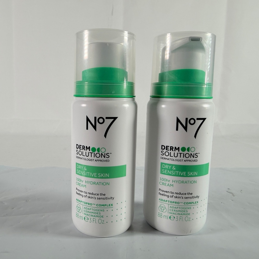 No7 Derm Solutions 100hr Hydration Cream Dry Sensitive Skin 3 fl oz Lot of 2